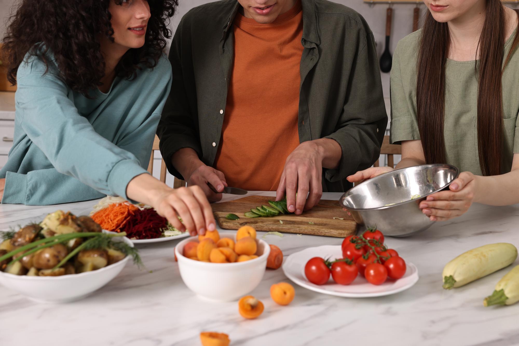 Assortment of prepared dishes on a neutral surface